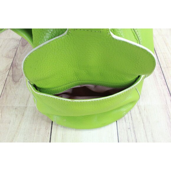 Cole Haan Lime Green Pebbled Leather Double Handle Shoulder Bag - Picture 10 of 13